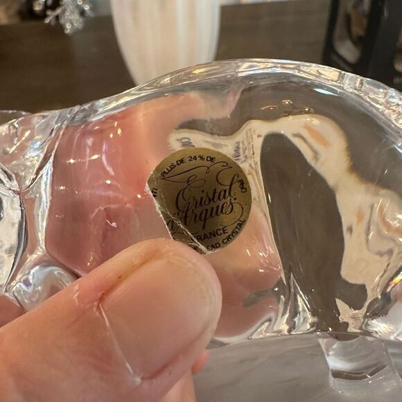 Cristal d'Arques Elephant Figurine 24% Lead Crystal Glass France Frosted Base‎ - Picture 7 of 7